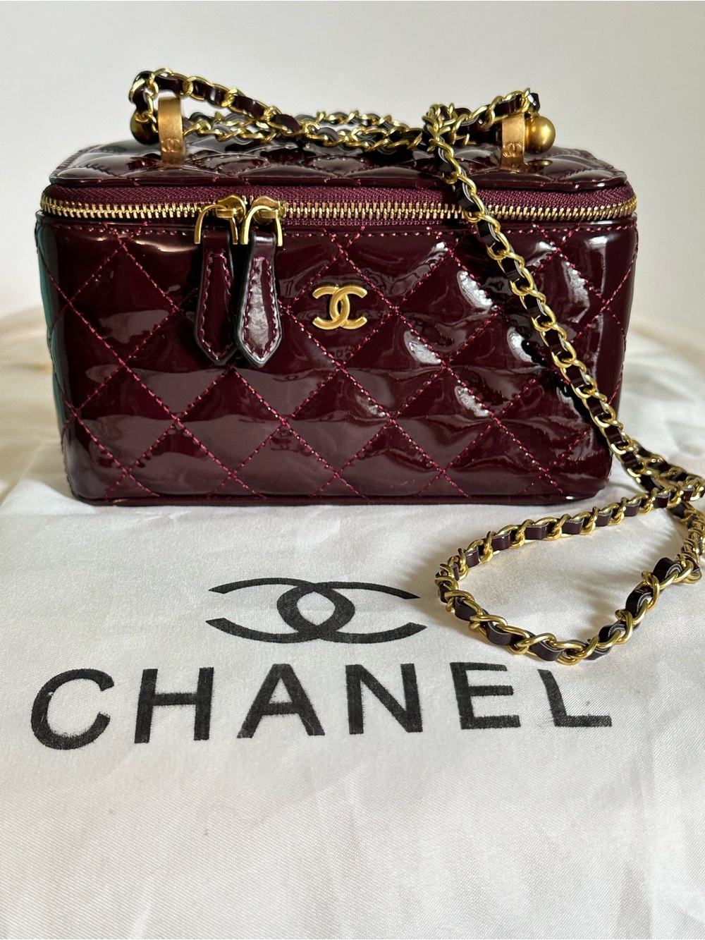 Burgundy makeup bag